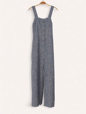 Everlane 100% Linen Button-Front Cropped Wide Leg Jumpsuit